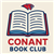 open book with the cougar log above it and the words Conant Book Club below